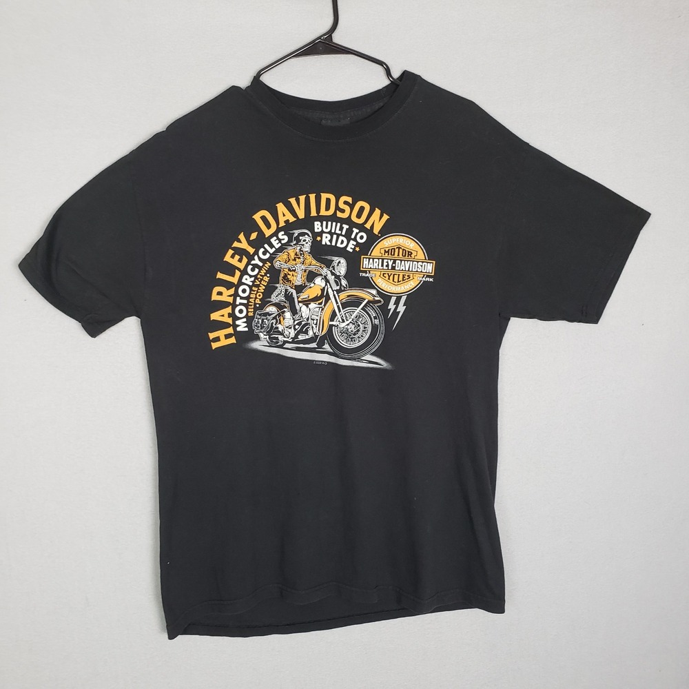 Harley Davidson Dealership Tee Shirt Portland Oregon Skeleton Rider Black Size L
